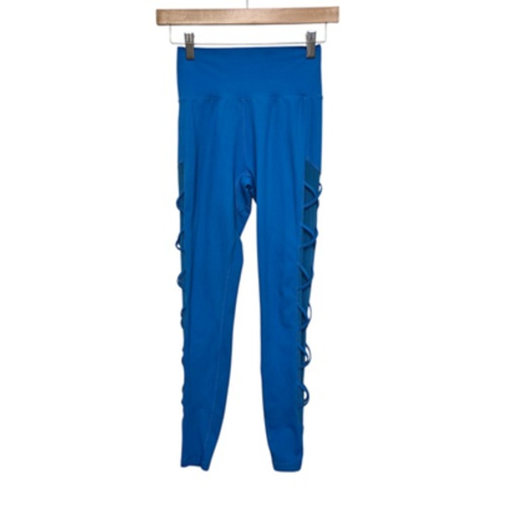 Buffbunny Collection Leggings‎ Womens Extra Small Blue High Rise Lattice Mesh